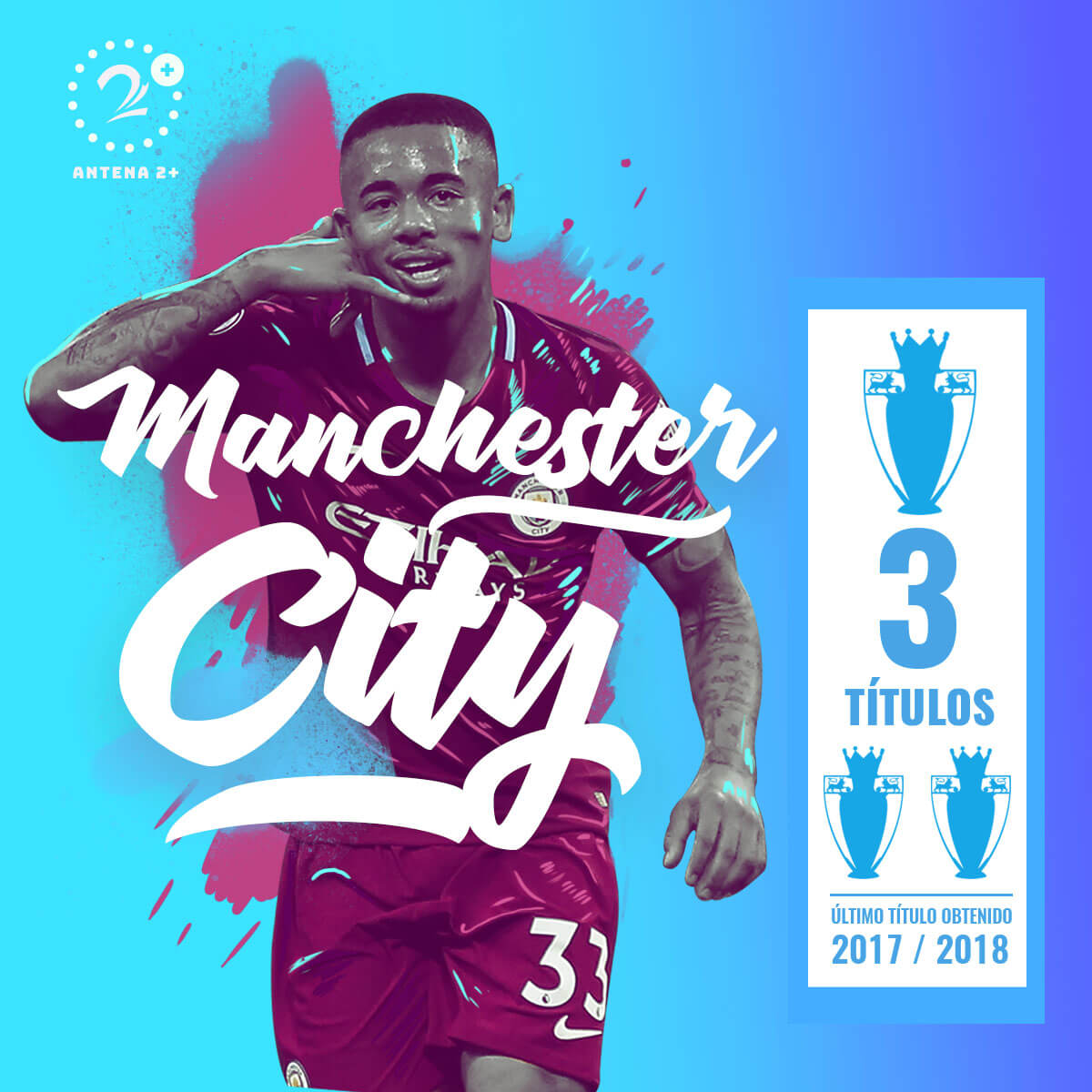 Manchester City, campeón en tres ocasiones de la Premier League