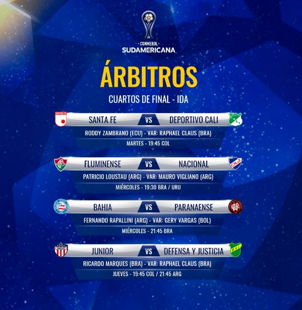 Árbitros, cuartos de final - ida, Copa Sudamericana