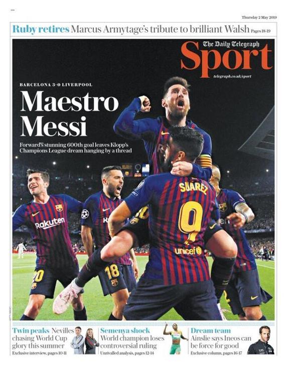 El Daily Telegraph con Messi en portada.