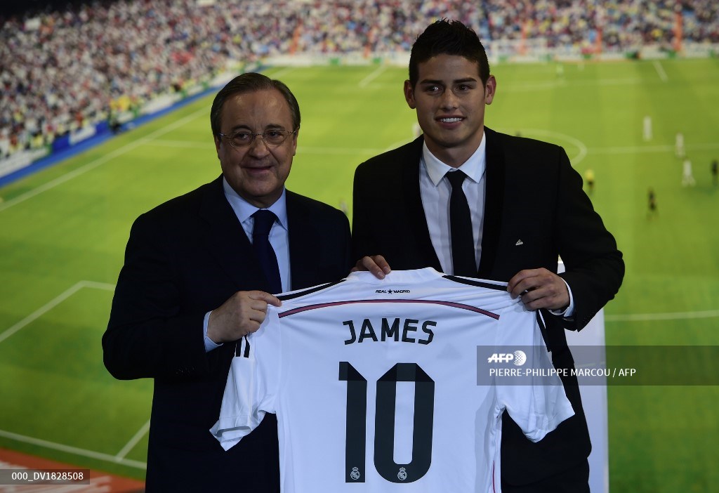 Florentino Pérez y James Rodríguez - Real Madrid