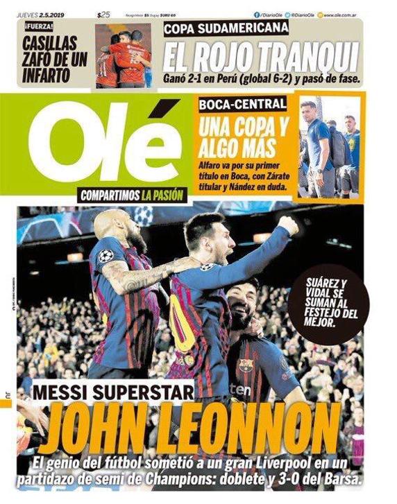 El diario Olé con Messi en portada.