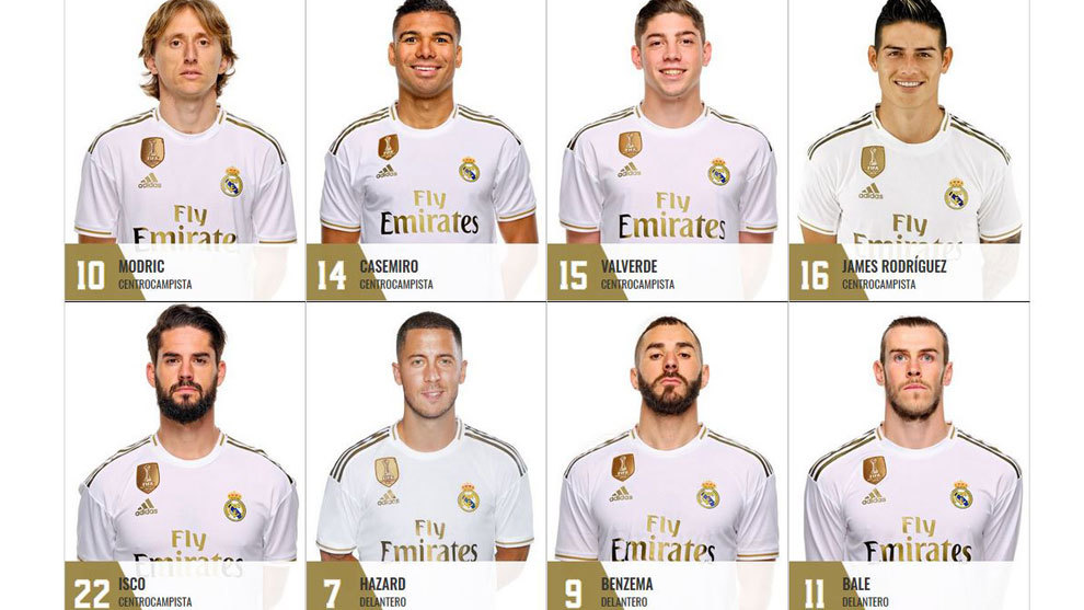 Numeración Real Madrid 2019-20 pretemporada