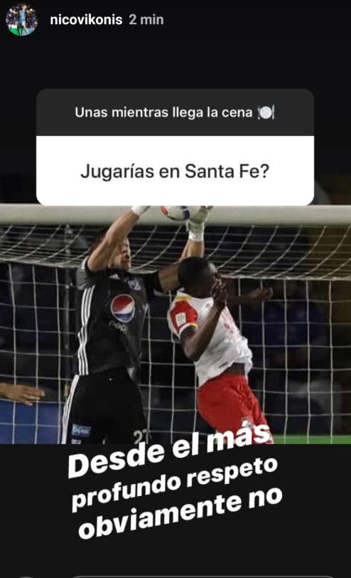 Nicolás Vikonis respondió en su Instagram si jugaría con Santa Fe