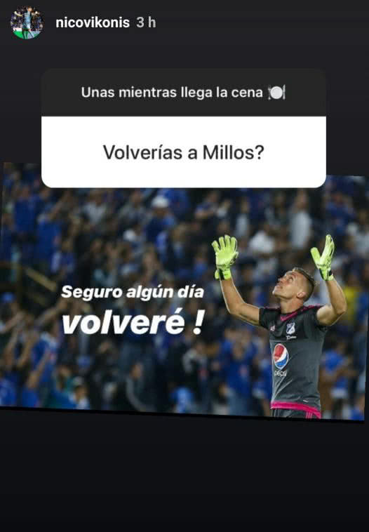 Nicolás Vikonis respondió en su Instagram si regresaría a Millonarios