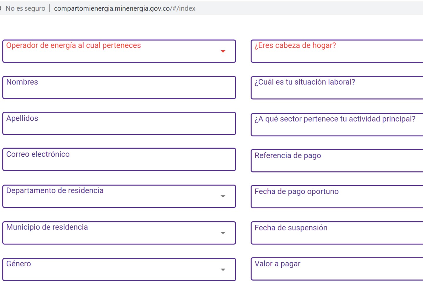 Formato para inscribir servicios públicos