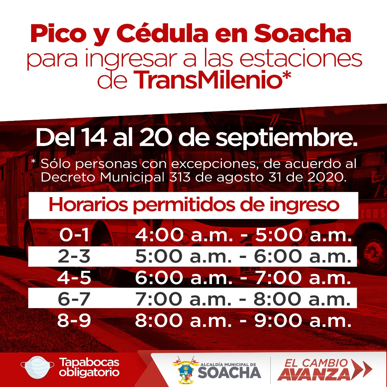 Pico y cédula en Soacha del 14 al 20 de septiembre