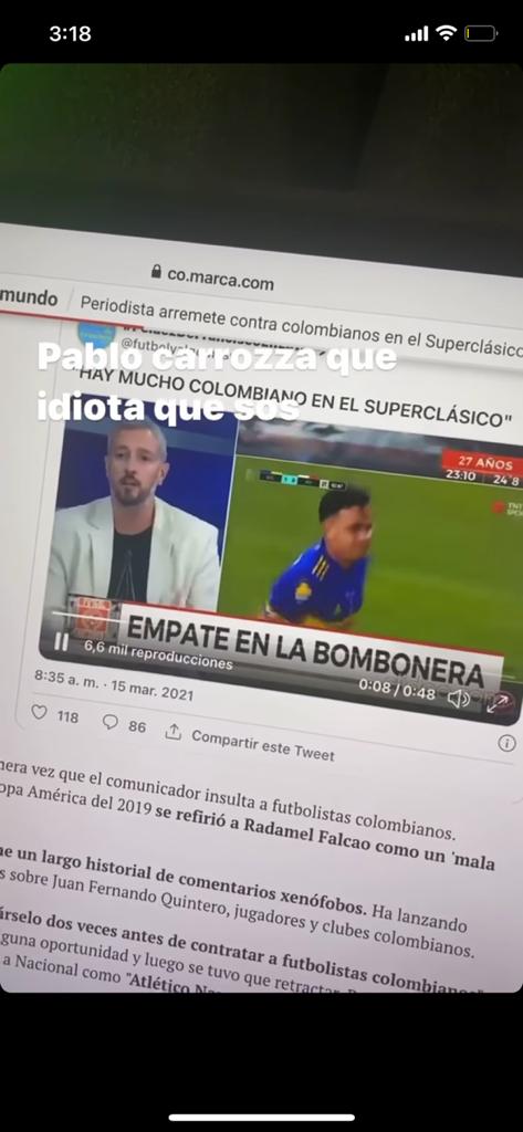 Captura de pantalla del 'Tino' Asprilla 