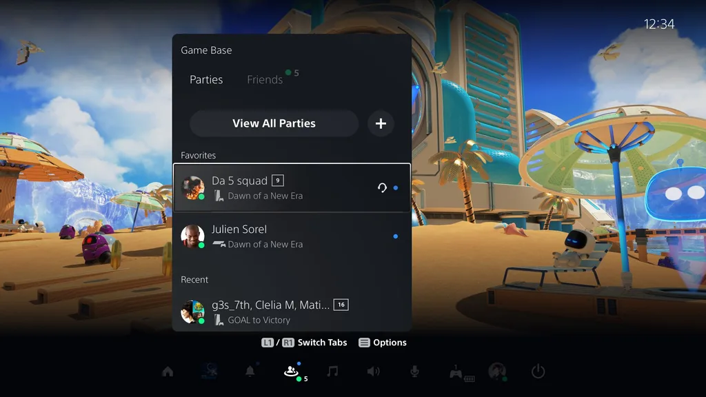 Menú de PS5