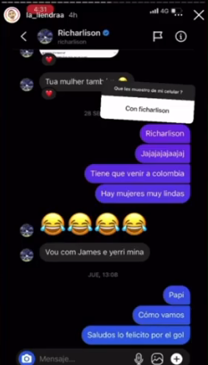 Conversaciones de 'La Liendra' con Richarlison