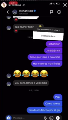 Conversaciones de 'La Liendra' con Richarlison 