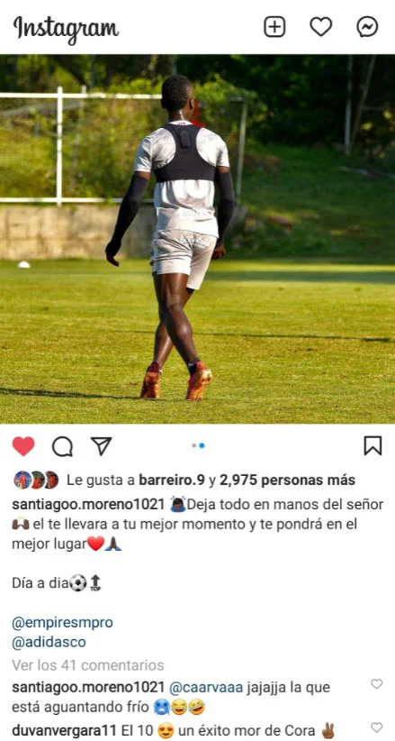 Duván Vergara, Mensaje a Santiago Moreno, América de Cali