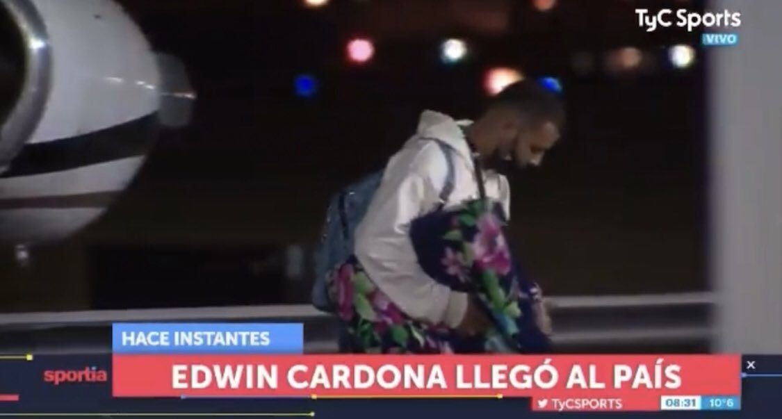 Edwin Cardona llegó a Argentina
