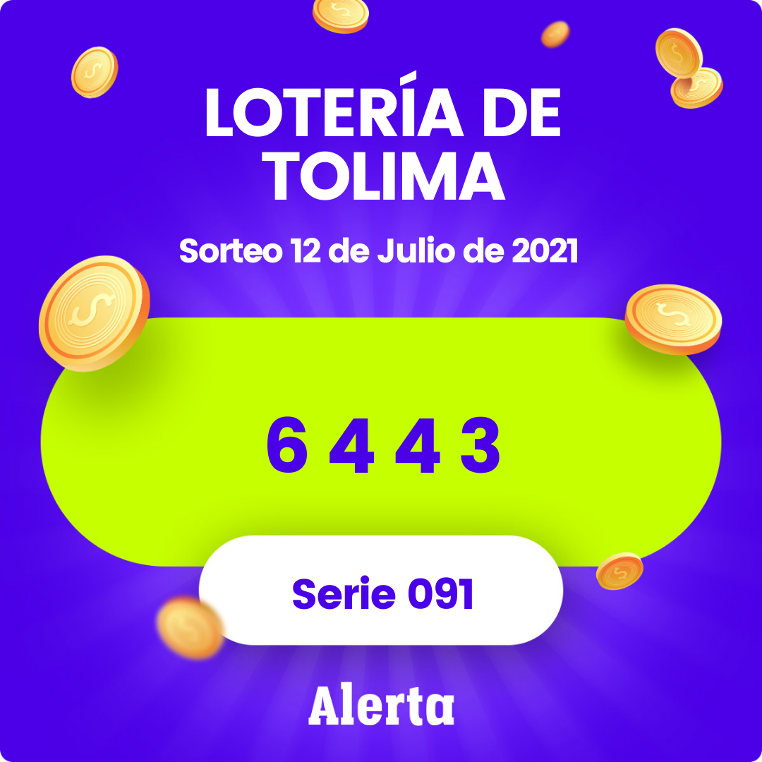 Lotería Tolima último sorteo 12 de julio