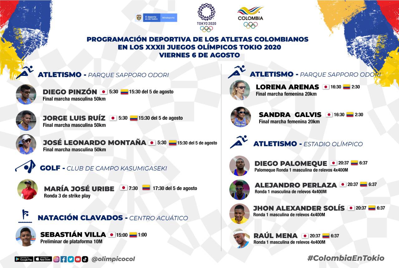 Juegos Olímpicos: programación de colombianos para el 5 y 6 de agosto