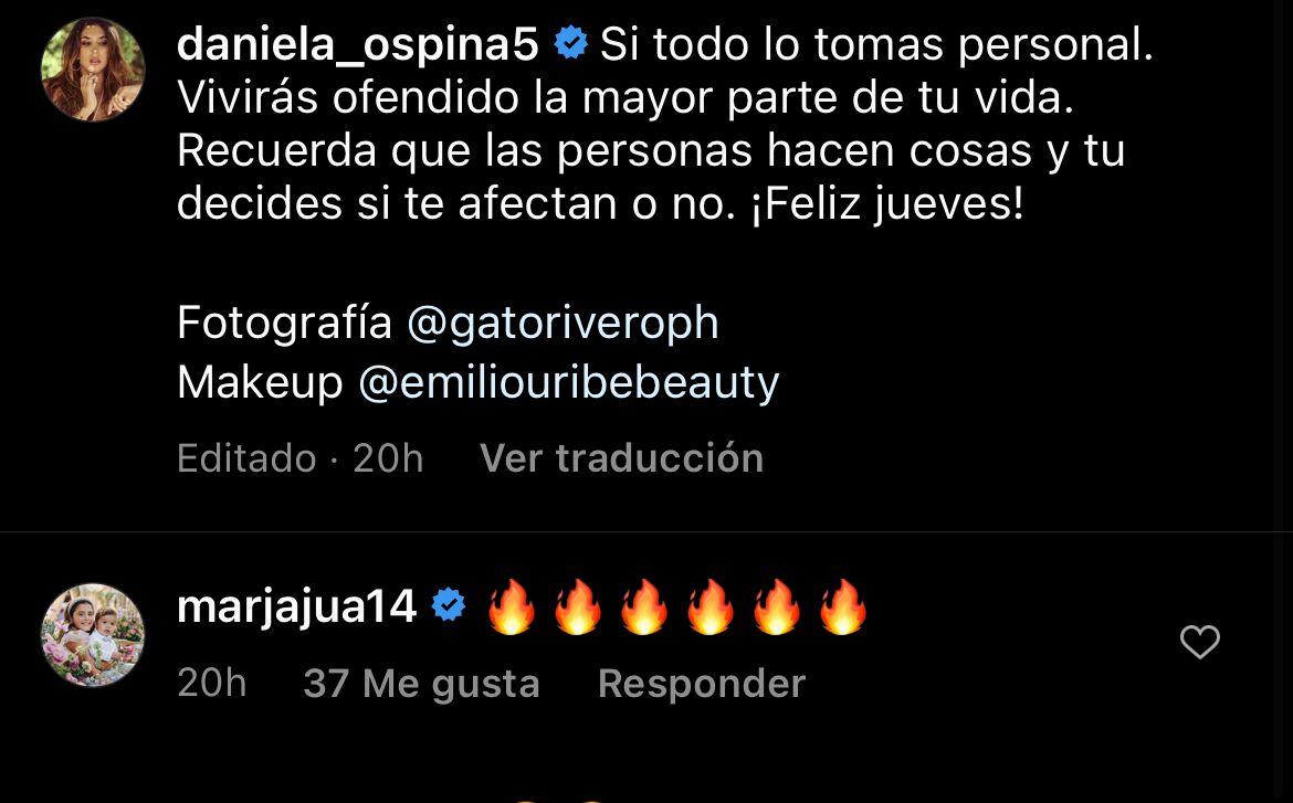 Captura de pantalla comentario mamá de James