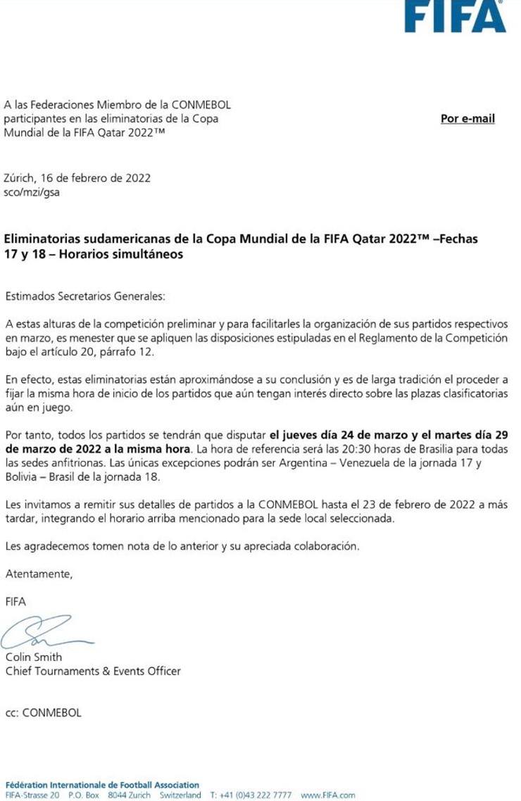 Comunicado FIFA