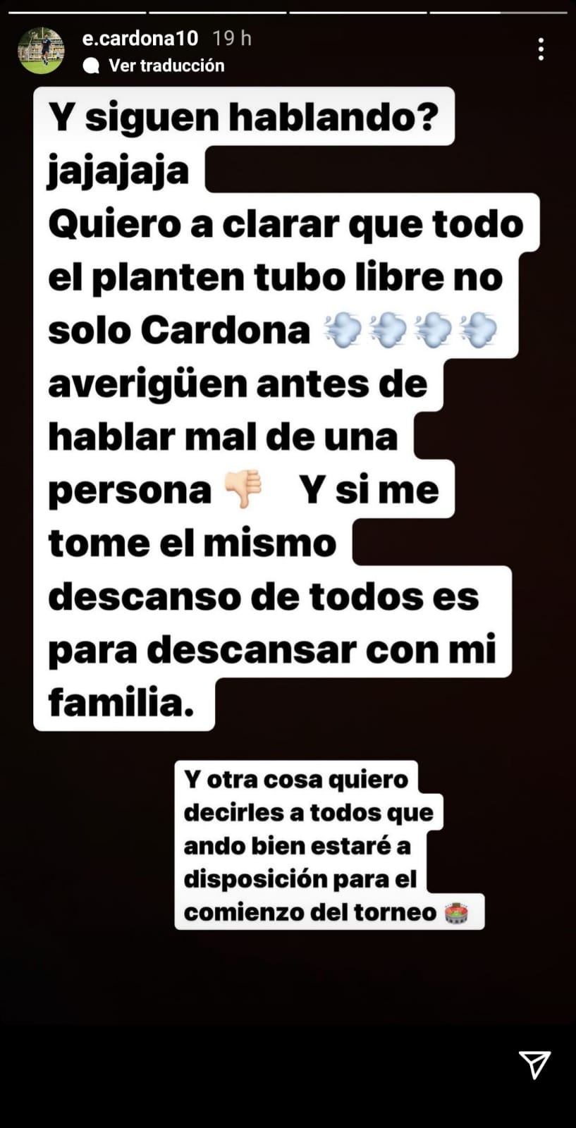 Edwin Cardina responde a críticas