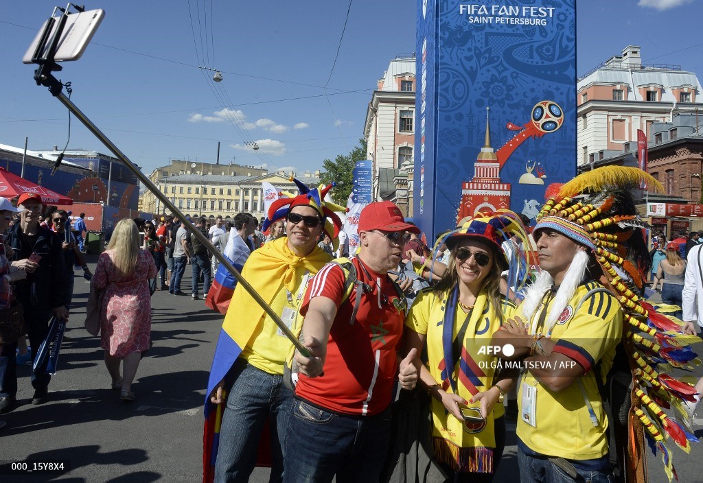 Colombianos en Rusia, durante el Mundial 2018.