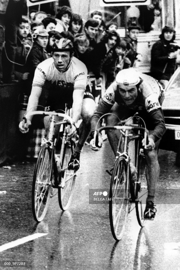 André Dierickx y Bernard Hinault en la Lieja - Bastoña - Lieja de 1977