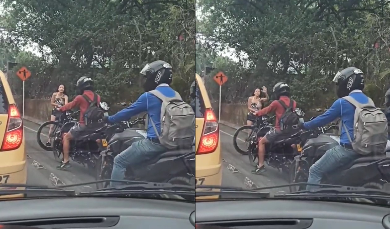 Video: giovane che litiga con le moto a Cali per la pista ciclabile infestata