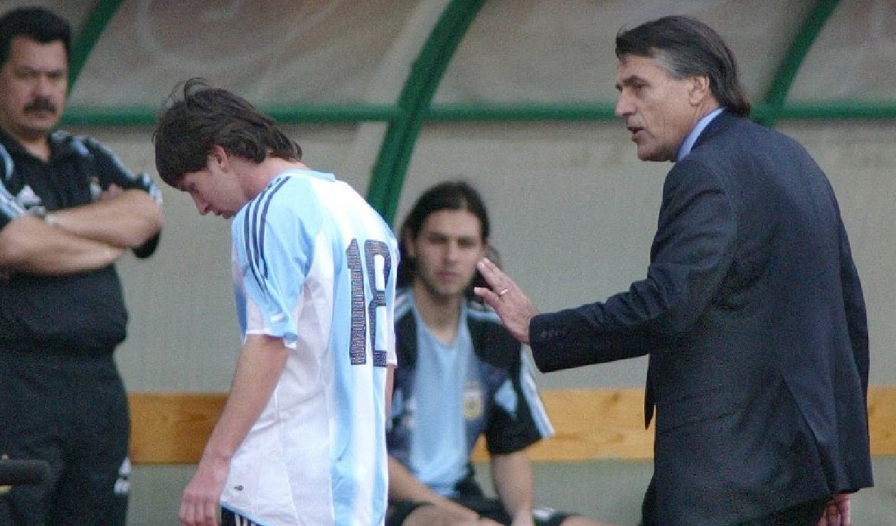 Leo Messi en su debut con la Selección Argentina.