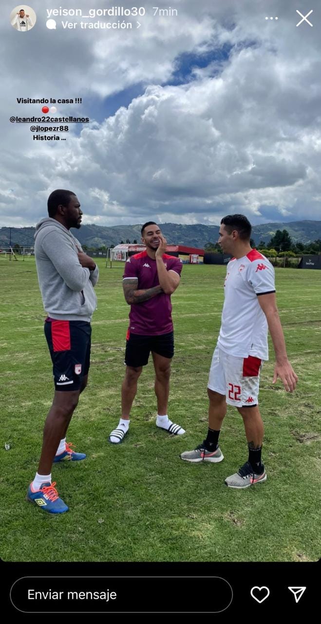 Foto de Yeison Gordillo en un entrenamiento de Santa Fe