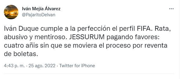 Iván Mejía sobre Iván Duque