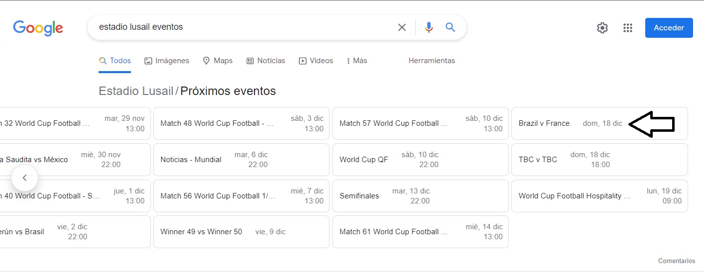 Búsqueda Google Mundial de Qatar 2022