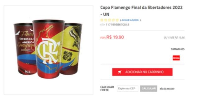 Vaso de Flamengo con el mapa de Colombia en lugar del de Ecuador
