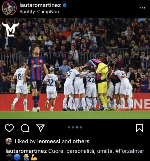 Like de Lionel Messi tras el empate de Barcelona por Champions