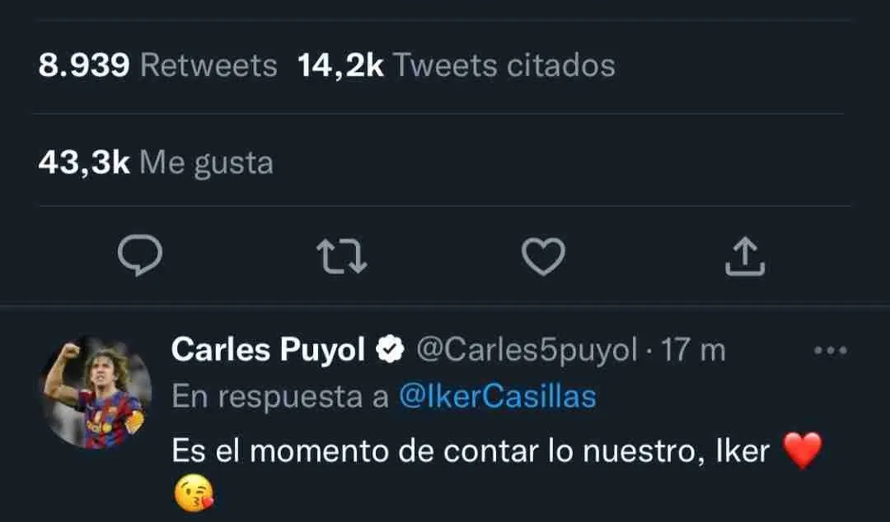 Respuesta de Puyol al trino de Iker Casillas diciendo que es gay
