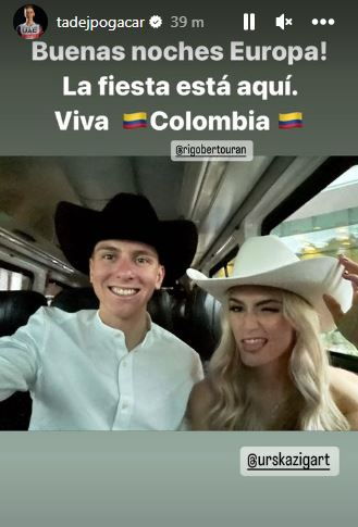 Tadej Pogacar con sombrero llanero