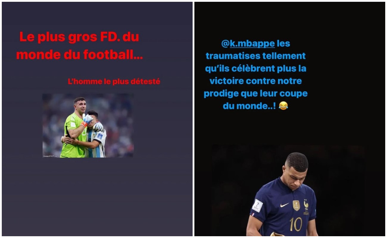 Historias de Instagram de Adil Rami contra Argentina