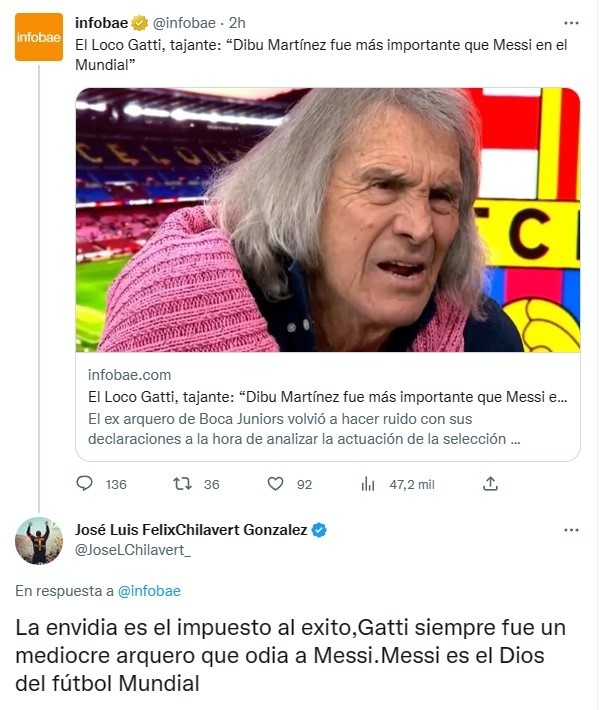 Críticas de Chilavert a Hugo Gatti por lo que dijo de Messi