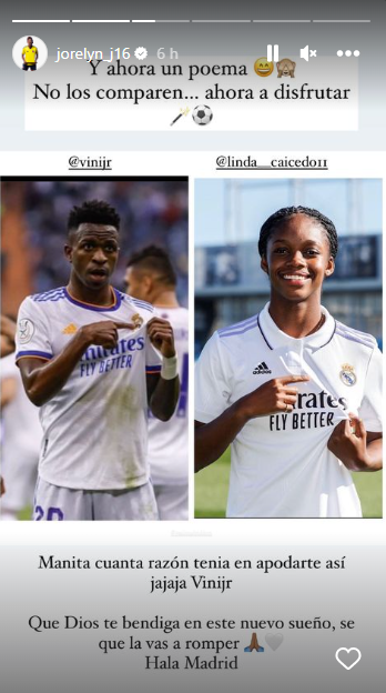Carabalí compara a Linda Caicedo con Vinicius