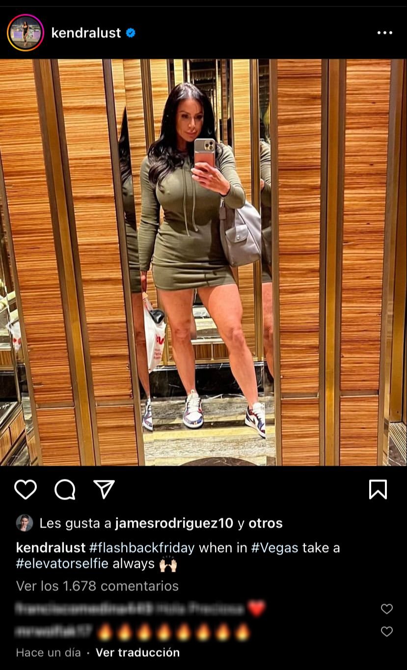 Otro like de James Rodríguez a Kendra Lust en Instagram