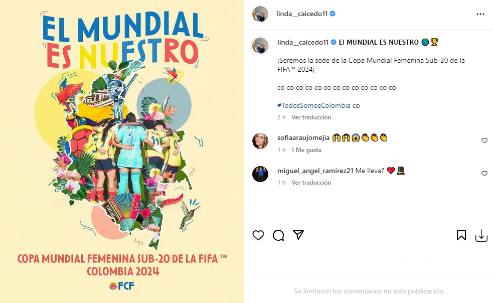 Linda Caicedo reacciona a Colombia sede del Mundial sub-20