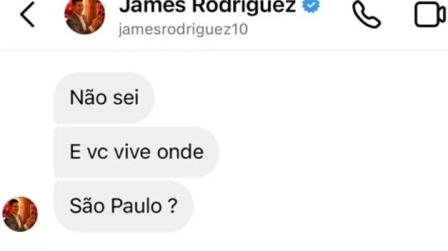 Mensaje de James Rodríguez a una influencer de Brasil