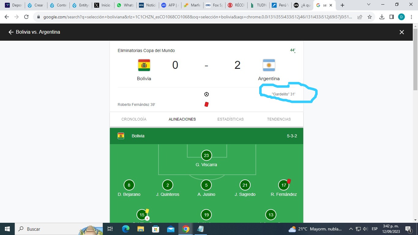 Argentina vs Bolivia, error de Google