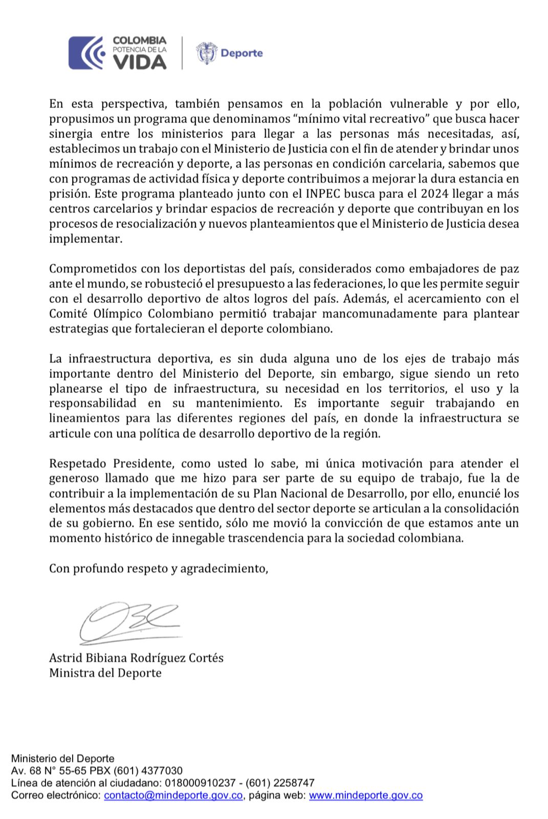 Astrid Rodríguez renunció al MinDeportes