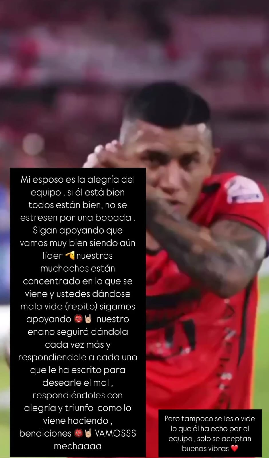 Historia de Instagram de la pareja de Cristian Barrios