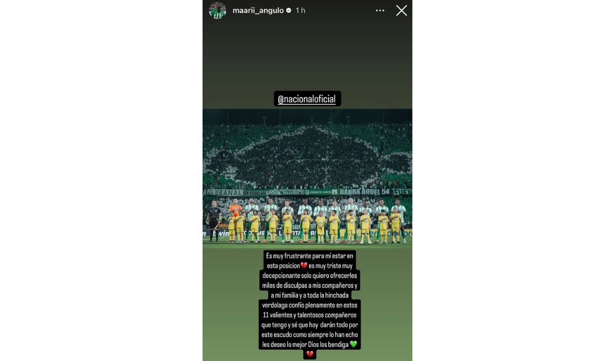 Marino Hinestroza comparte publicación con respecto a la caída de Nacional en la Copa Libertadores