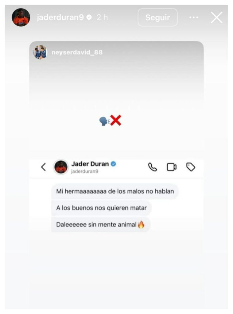 Chat de Jhon Jader Durán con Néiser Villarreal