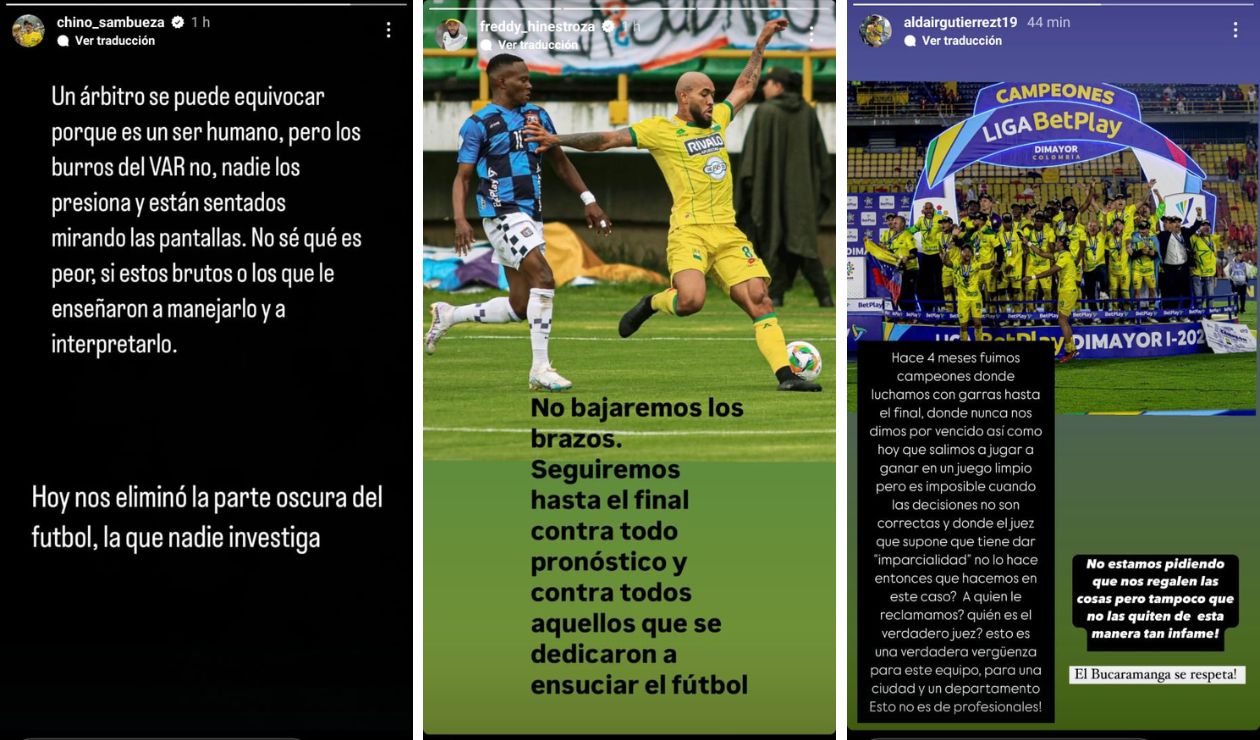 Jugadores del Bucaramanga se quejan del arbitraje frente al Boyacá Chicó