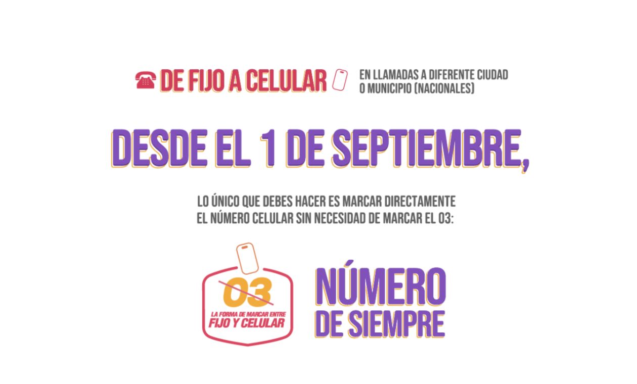 Llamadas nacionales de fijo a celular en otra ciudad