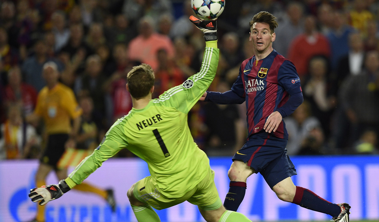 Messi batiendo a Manuel Neuer en la Champions 2015