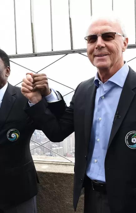 Franz Beckenbauer y Pelé en un evento en Nueva York