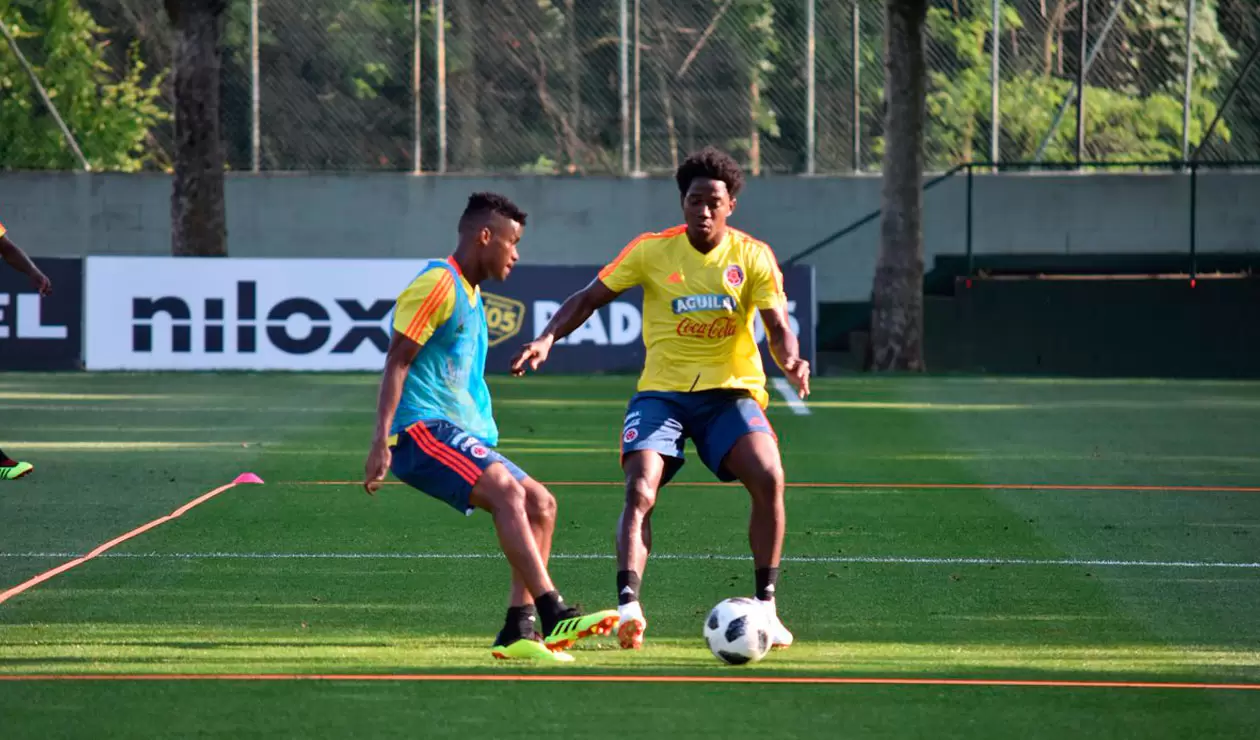 Los jugadores de la Selección Colombia en el entrenamiento del miércoles