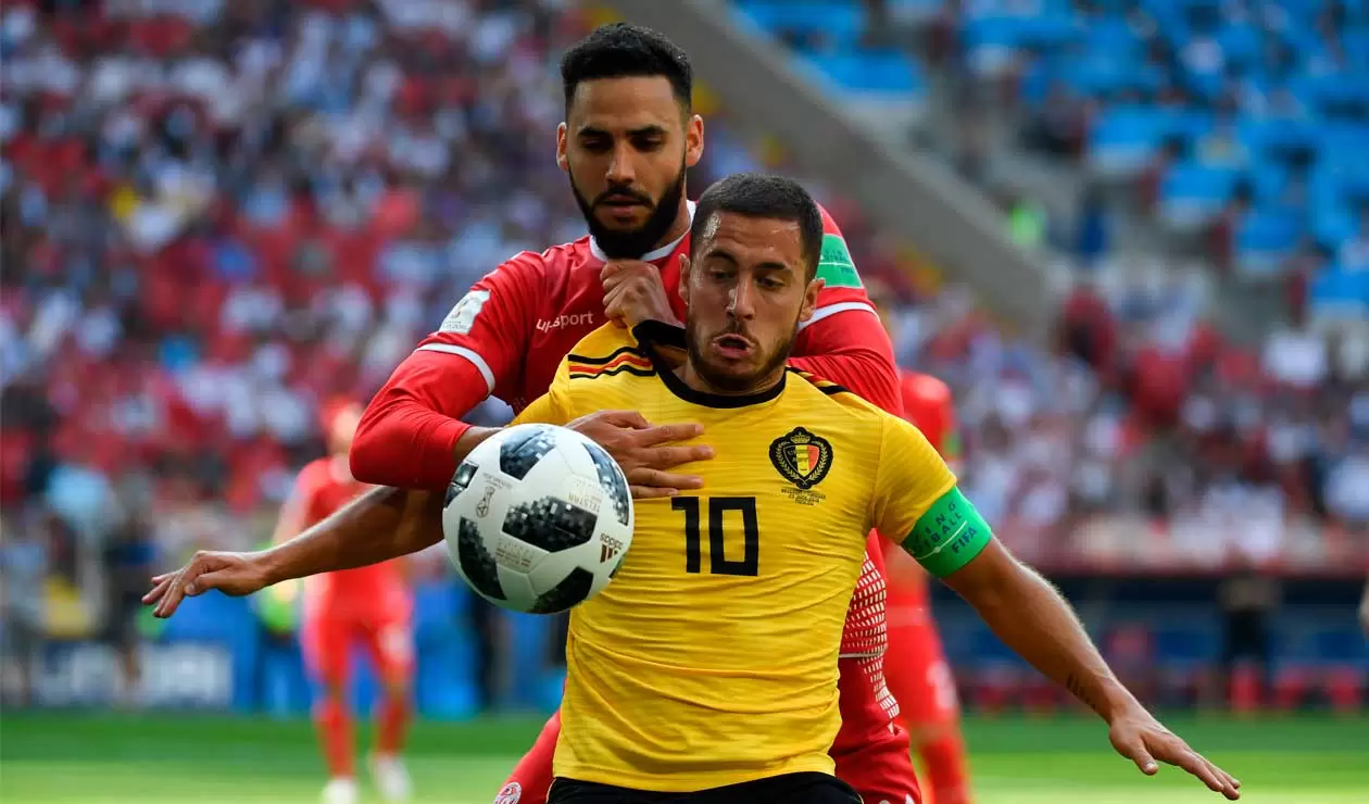 Eden Hazard, autor del primer gol de Bélgica ante Túnez 