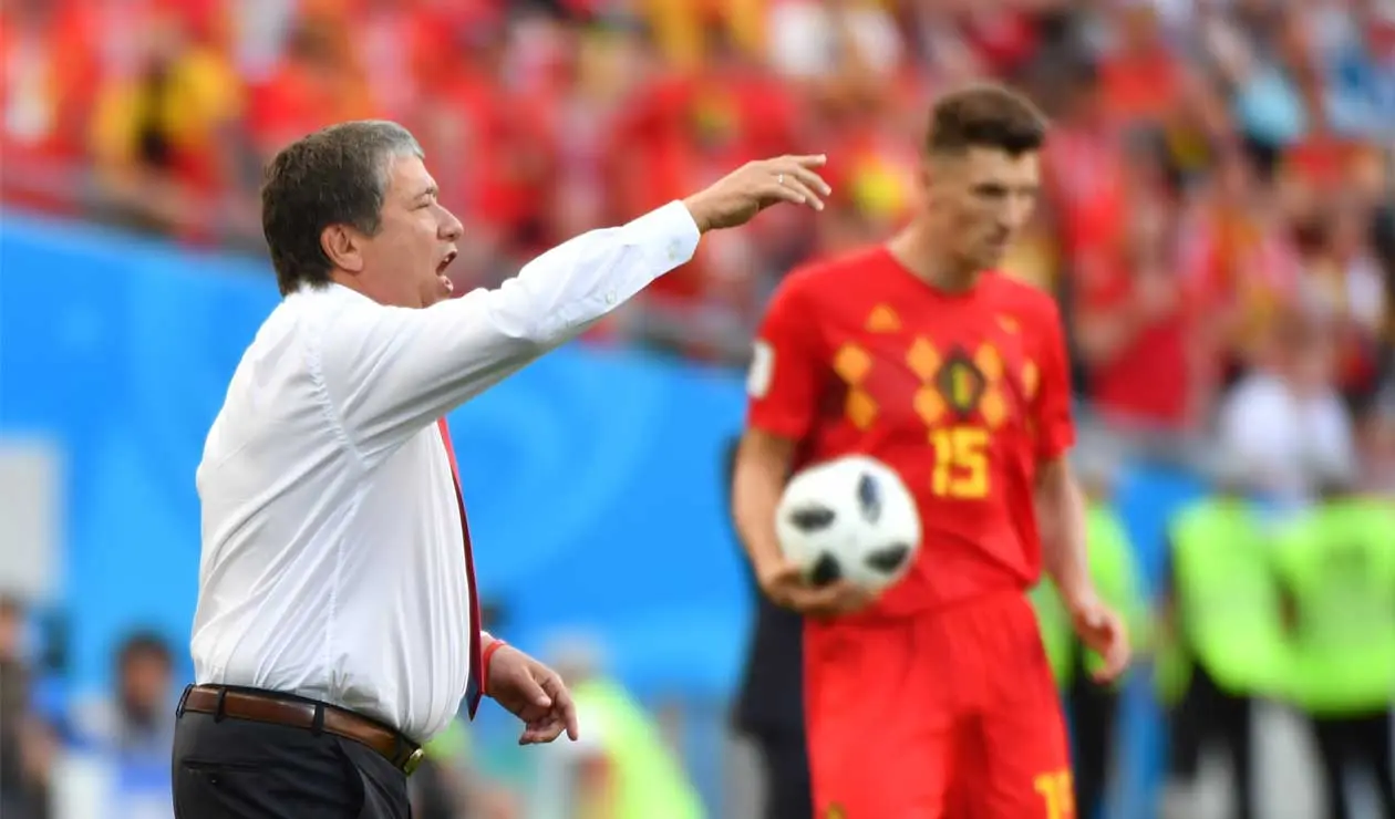 Hernán Darío Gómez en el debut de Panamá ante Bélgica